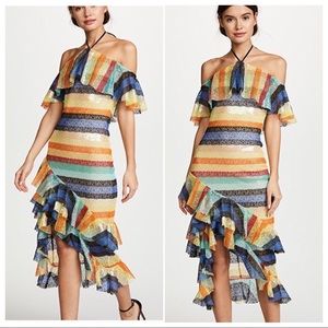 Alice Olivia Sequined Annabeth Off-Shoulder Dress